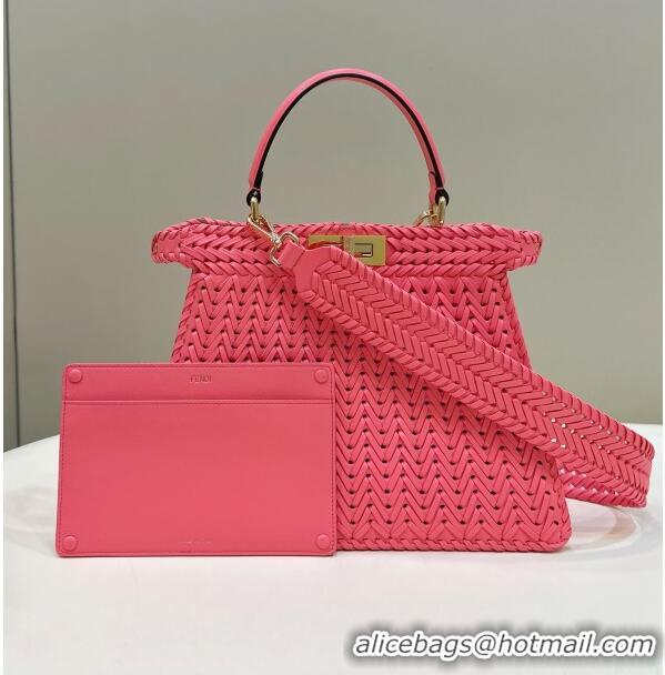 Reasonable Price Fendi Peekaboo ISeeU Medium Bag in Interlaced Leather 80138L Pink 2024 Top