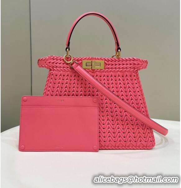 Reasonable Price Fendi Peekaboo ISeeU Medium Bag in Interlaced Leather 80138L Pink 2024 Top