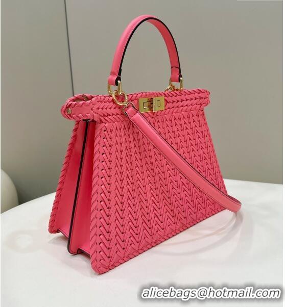 Reasonable Price Fendi Peekaboo ISeeU Medium Bag in Interlaced Leather 80138L Pink 2024 Top