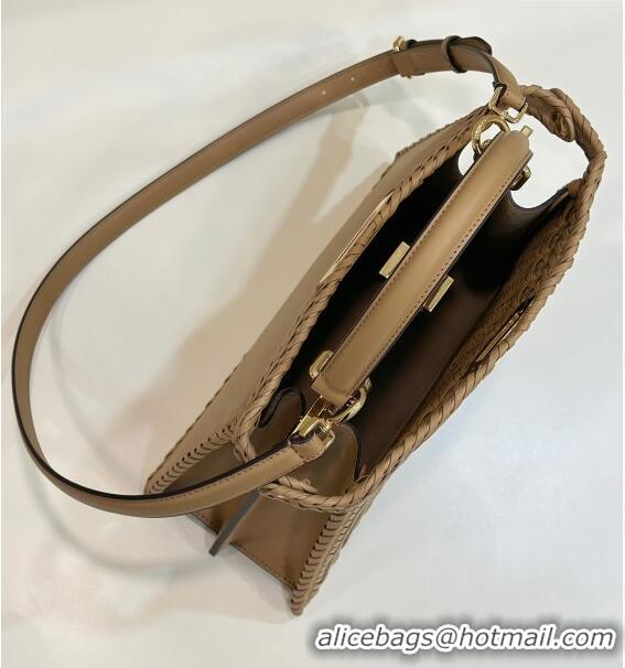 Promotional Fendi Peekaboo ISeeU Medium Bag in Interlaced Leather 80138L Camel 2024 Top