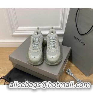 Good Product Balenciaga Triple S Clear Sole Trainers Sneakers in Leather and Mesh Grey 0223018