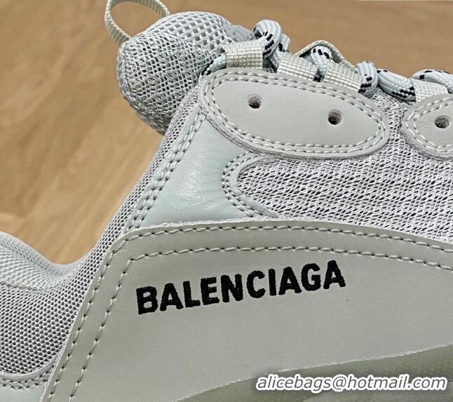 Good Product Balenciaga Triple S Clear Sole Trainers Sneakers in Leather and Mesh Grey 0223018