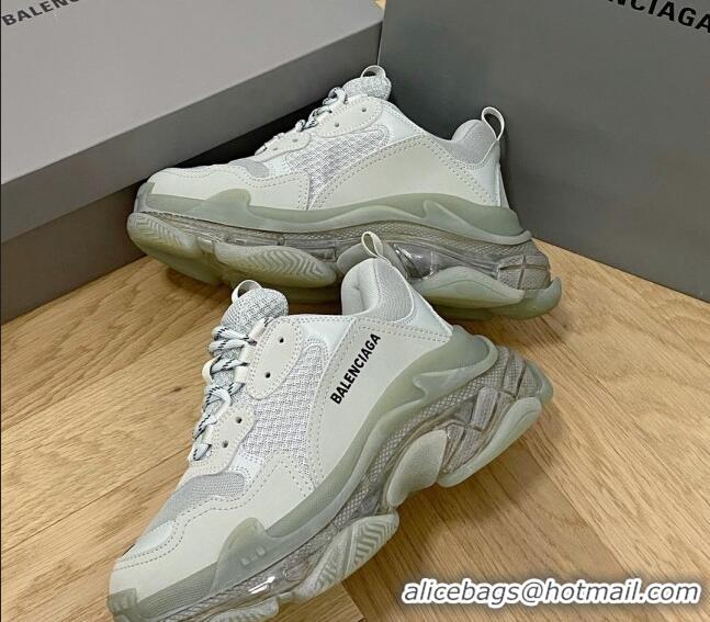 Good Product Balenciaga Triple S Clear Sole Trainers Sneakers in Leather and Mesh Grey 0223018