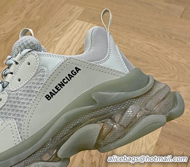 Good Product Balenciaga Triple S Clear Sole Trainers Sneakers in Leather and Mesh Grey 0223018