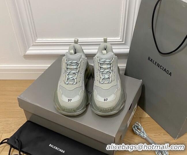 Good Product Balenciaga Triple S Clear Sole Trainers Sneakers in Leather and Mesh Grey 0223018