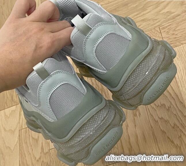 Good Product Balenciaga Triple S Clear Sole Trainers Sneakers in Leather and Mesh Grey 0223018