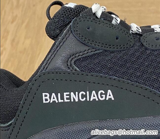 Sophisticated Balenciaga Triple S Clear Sole Trainers Sneakers in Leather and Mesh Black/Blue 223021