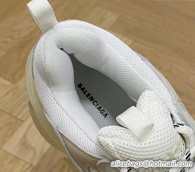 Charming Balenciaga Triple S Clear Sole Trainers Sneakers in Leather and Mesh White 223022