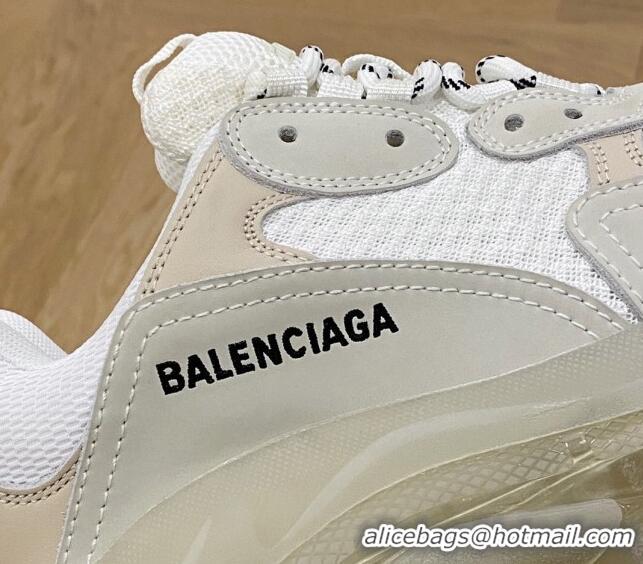 Charming Balenciaga Triple S Clear Sole Trainers Sneakers in Leather and Mesh White 223022