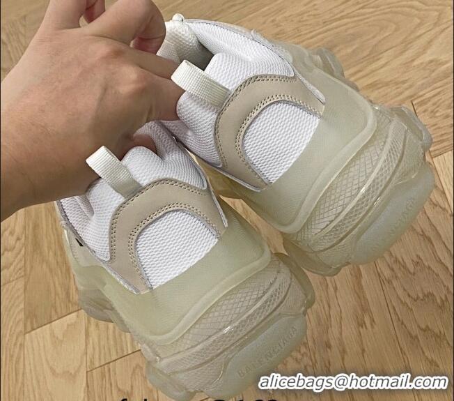 Charming Balenciaga Triple S Clear Sole Trainers Sneakers in Leather and Mesh White 223022