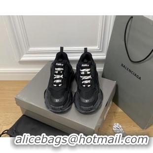 Top Design Balenciaga Triple S Clear Sole Trainers Sneakers in Leather and Mesh Black 0223023