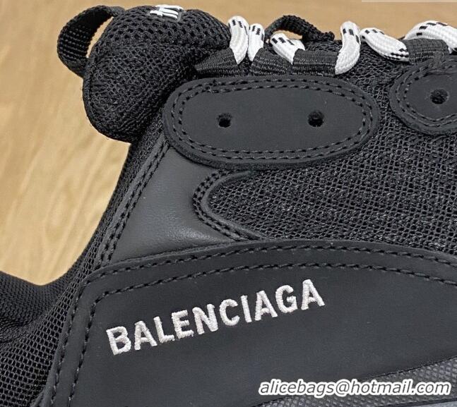 Top Design Balenciaga Triple S Clear Sole Trainers Sneakers in Leather and Mesh Black 0223023