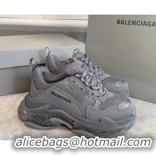 Trendy Design Balenciaga Triple S Clear Sole Trainers Sneakers in Leather and Mesh Dark Grey 0223024