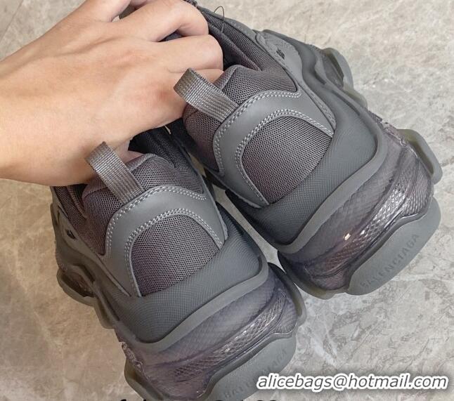 Trendy Design Balenciaga Triple S Clear Sole Trainers Sneakers in Leather and Mesh Dark Grey 0223024