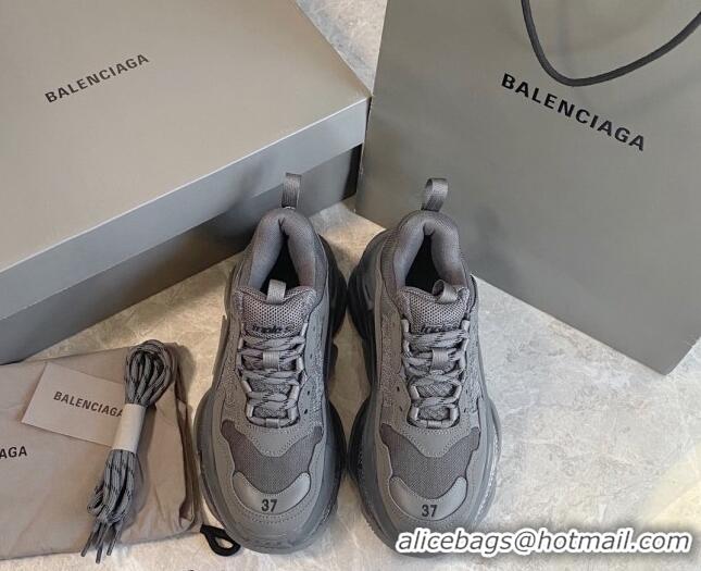 Trendy Design Balenciaga Triple S Clear Sole Trainers Sneakers in Leather and Mesh Dark Grey 0223024