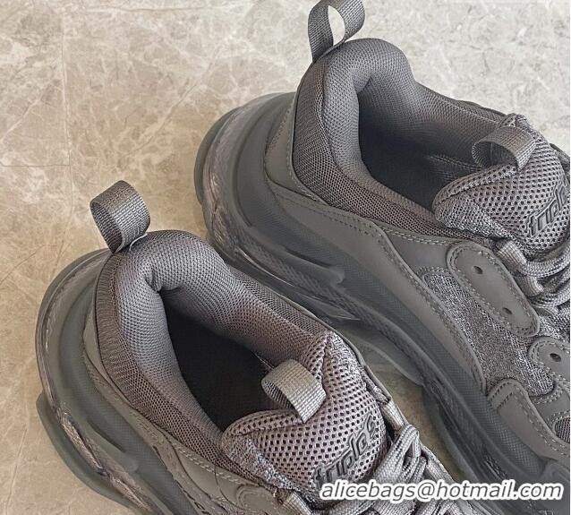 Trendy Design Balenciaga Triple S Clear Sole Trainers Sneakers in Leather and Mesh Dark Grey 0223024