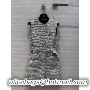 Buy Discount Chanel Tweed Dress CH031315 White/Black 2024