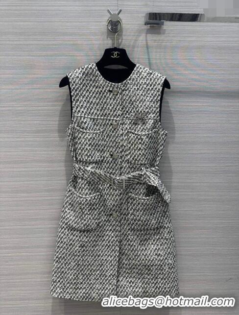 Buy Discount Chanel Tweed Dress CH031315 White/Black 2024