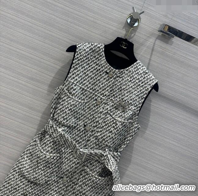 Buy Discount Chanel Tweed Dress CH031315 White/Black 2024