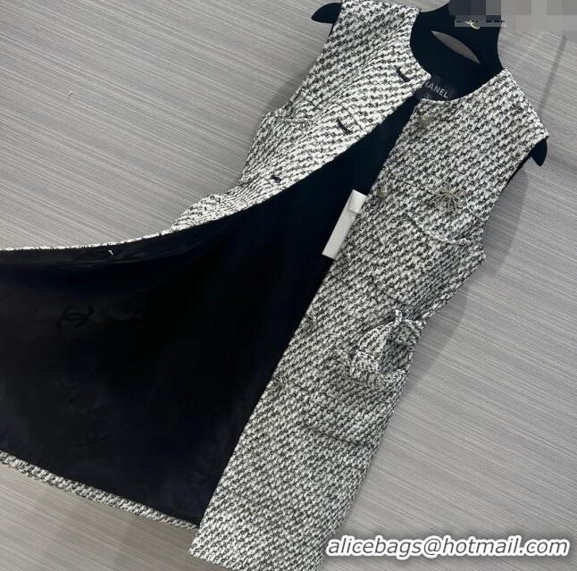 Buy Discount Chanel Tweed Dress CH031315 White/Black 2024