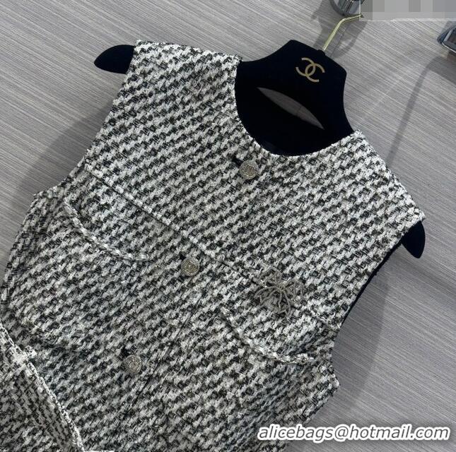 Buy Discount Chanel Tweed Dress CH031315 White/Black 2024