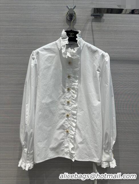 Grade Cheap Chanel Cotton Shirt CH031316 White 2024