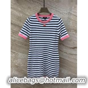 Good Taste Chanel Knit Dress CH031418 White/Black/Pink 2024