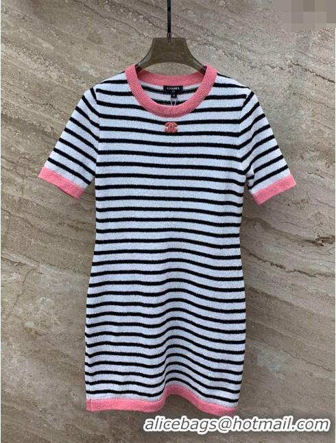 Good Taste Chanel Knit Dress CH031418 White/Black/Pink 2024