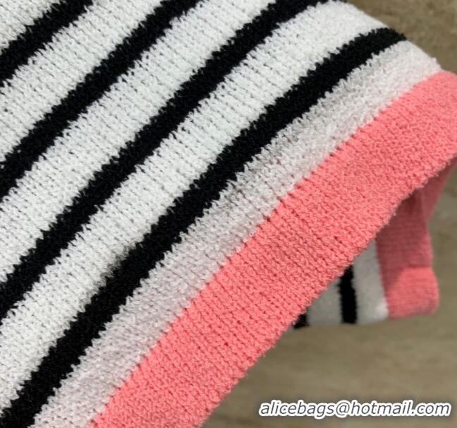 Famous Brand Chanel Knit Dress CH031419 White/Black/Pink 2024