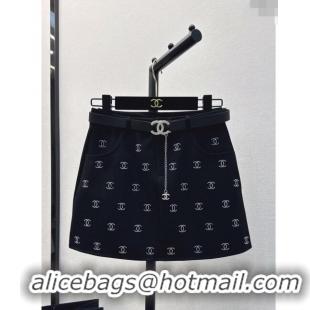 ​New Style Chanel Skirt with Belt CH031423 Black 2024