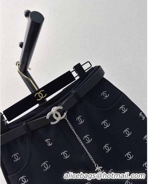 ​New Style Chanel Skirt with Belt CH031423 Black 2024