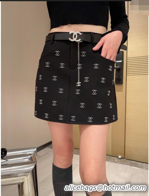 ​New Style Chanel Skirt with Belt CH031423 Black 2024