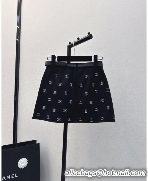 ​New Style Chanel Skirt with Belt CH031423 Black 2024