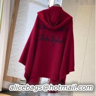 Best Quality Burberry Wool Cashmere Cape B0131 Red 2024