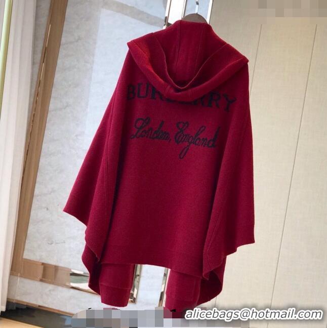 Best Quality Burberry Wool Cashmere Cape B0131 Red 2024