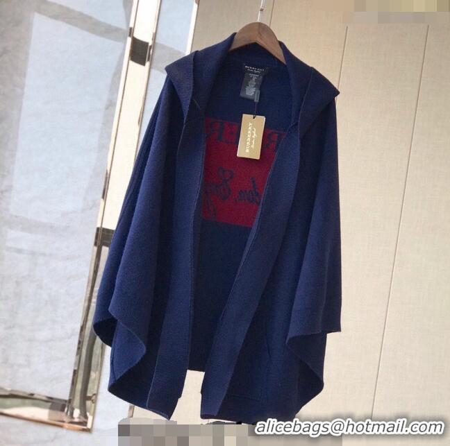 Well Crafted Burberry Wool Cashmere Cape B0131 Blue 2024