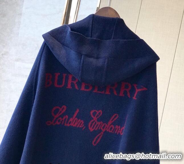 Well Crafted Burberry Wool Cashmere Cape B0131 Blue 2024