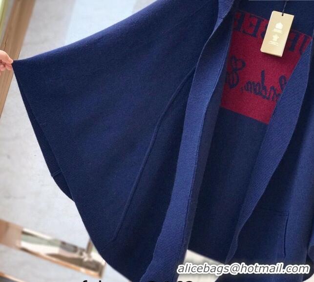 Well Crafted Burberry Wool Cashmere Cape B0131 Blue 2024