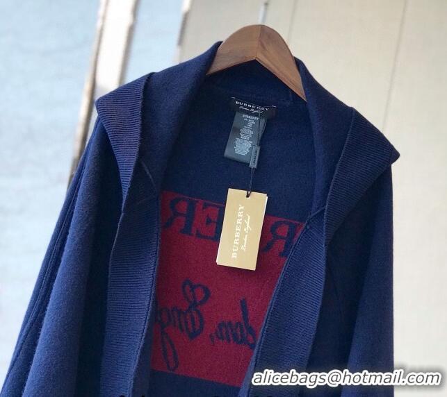 Well Crafted Burberry Wool Cashmere Cape B0131 Blue 2024