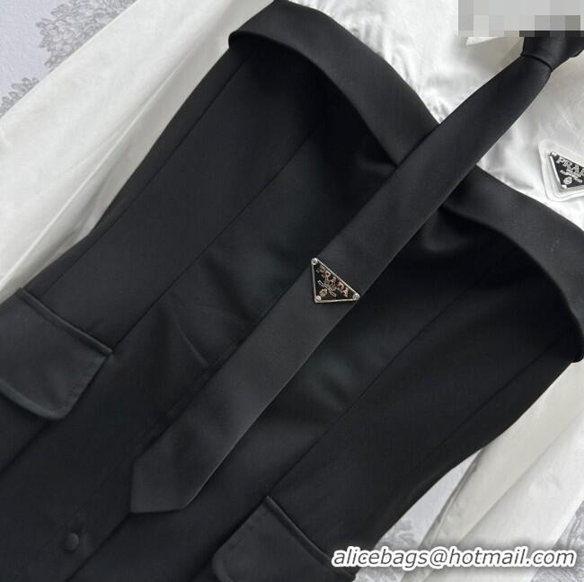 Buy Fashionable Prada Dress with Tie P031306 Black/White 2024