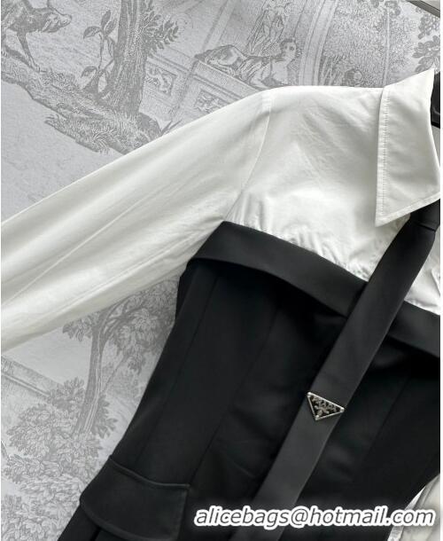 Buy Fashionable Prada Dress with Tie P031306 Black/White 2024