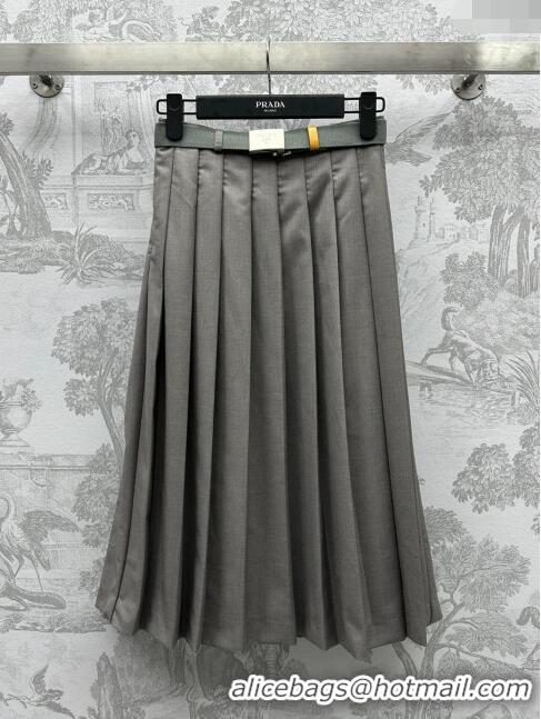 ​Best Price Prada Dress with Belt P031308 Grey 2024