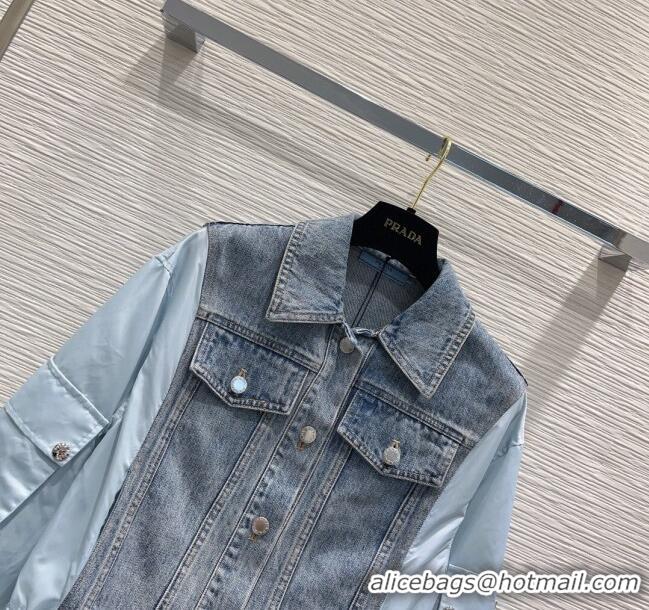 Famous Brand Prada Denim Jacket and Skirt P031322 Blue 2024