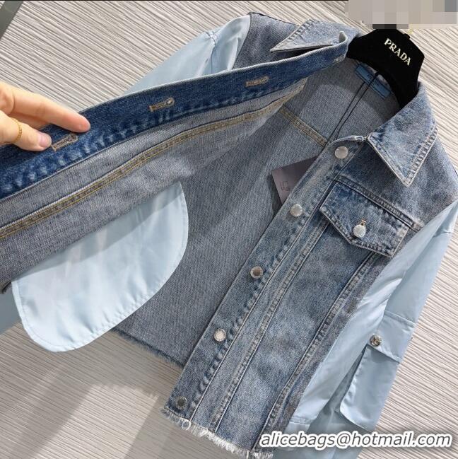 Famous Brand Prada Denim Jacket and Skirt P031322 Blue 2024