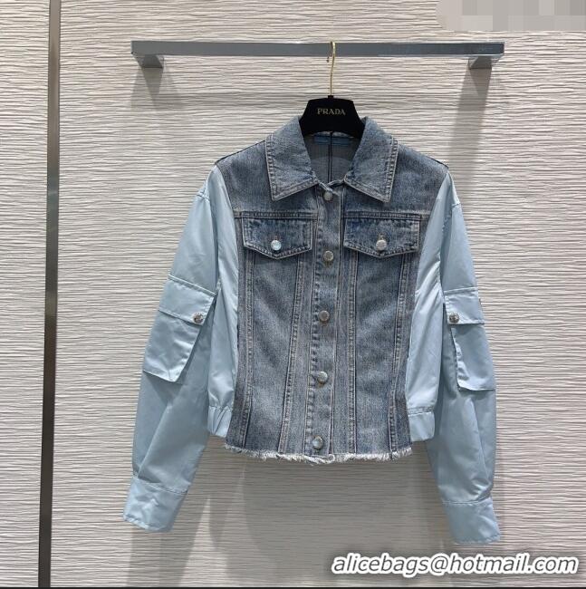 Famous Brand Prada Denim Jacket and Skirt P031322 Blue 2024