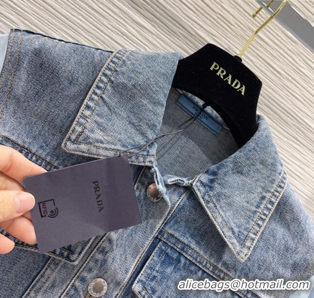 Famous Brand Prada Denim Jacket and Skirt P031322 Blue 2024