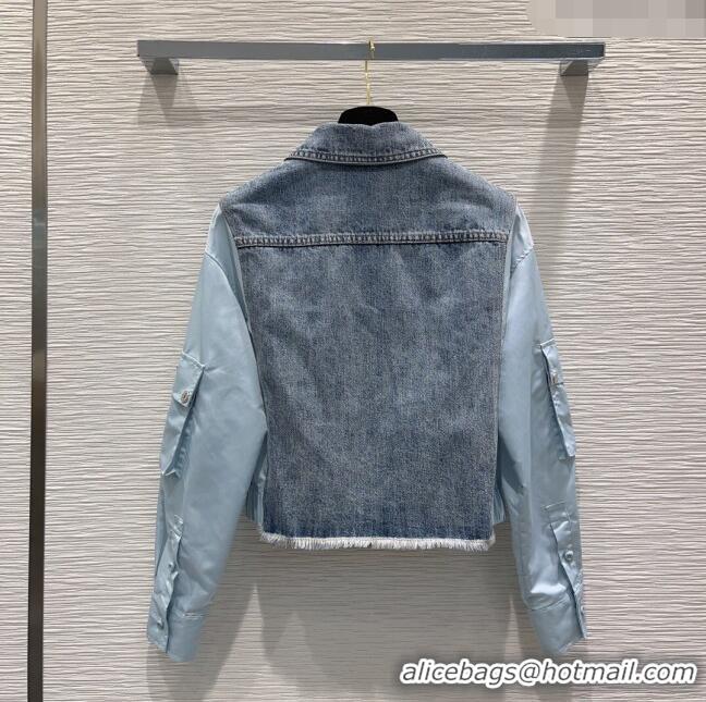 Famous Brand Prada Denim Jacket and Skirt P031322 Blue 2024