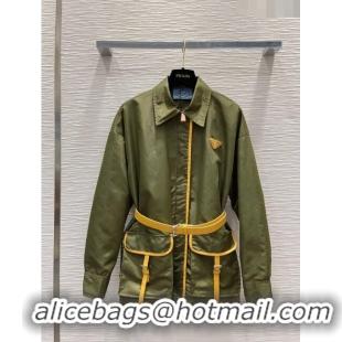 Market Sells Prada Jacket with Belt P031323 Green 2024