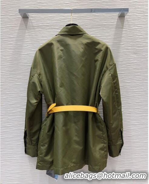 Market Sells Prada Jacket with Belt P031323 Green 2024