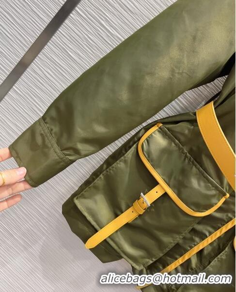 Market Sells Prada Jacket with Belt P031323 Green 2024